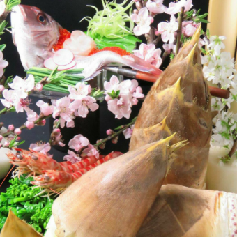 【春限定】桜鯛・牛タン・筍・ずわい蟹・黒毛和牛など全10品120分飲み放題付き6000円（税込）