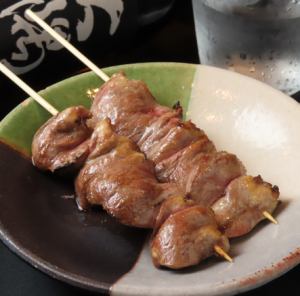 Yakitori chicken heart skewer