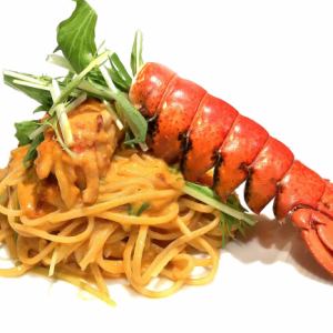 Lobster and Kyoto mizuna tomato cream sauce linguine