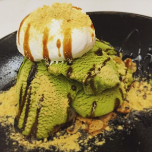Japanese-style parfait with matcha ice cream