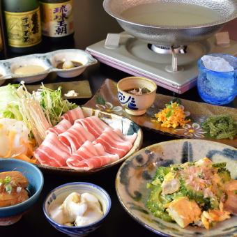 沖縄料理とあぐー豚のしゃぶしゃぶコース 6600円
