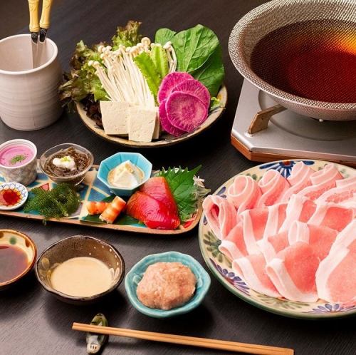 島の前菜六種と特選あぐー豚のしゃぶしゃぶセット