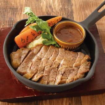 Miyagi brand pork JapanX steak with Sendai miso red wine sauce