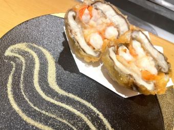 Shiitake mushroom and shrimp tempura