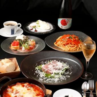 ◆チーズ自慢のイタリアンディナーコース◆ 全12品！乾杯スパークリング・食後のカフェ付5500円