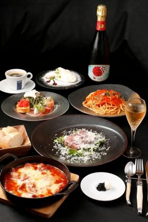 ◆チーズ自慢のイタリアンディナーコース◆ 全12品!乾杯スパークリング・食後のカフェ付5500円