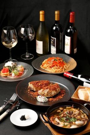 ◆120分飲み放題付きディナーコース◆色とりどりの前菜の盛り合わせやアヒージョなど♪5800円