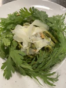 ペコリーノと春菊のジェノベーゼ　リングイネ