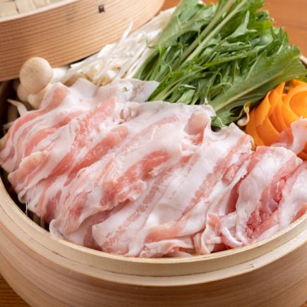 【雅コース】おすすめ◎メインは豚しゃぶしゃぶor豚の蒸籠蒸し!2.5時間飲み放題付き8品3500円