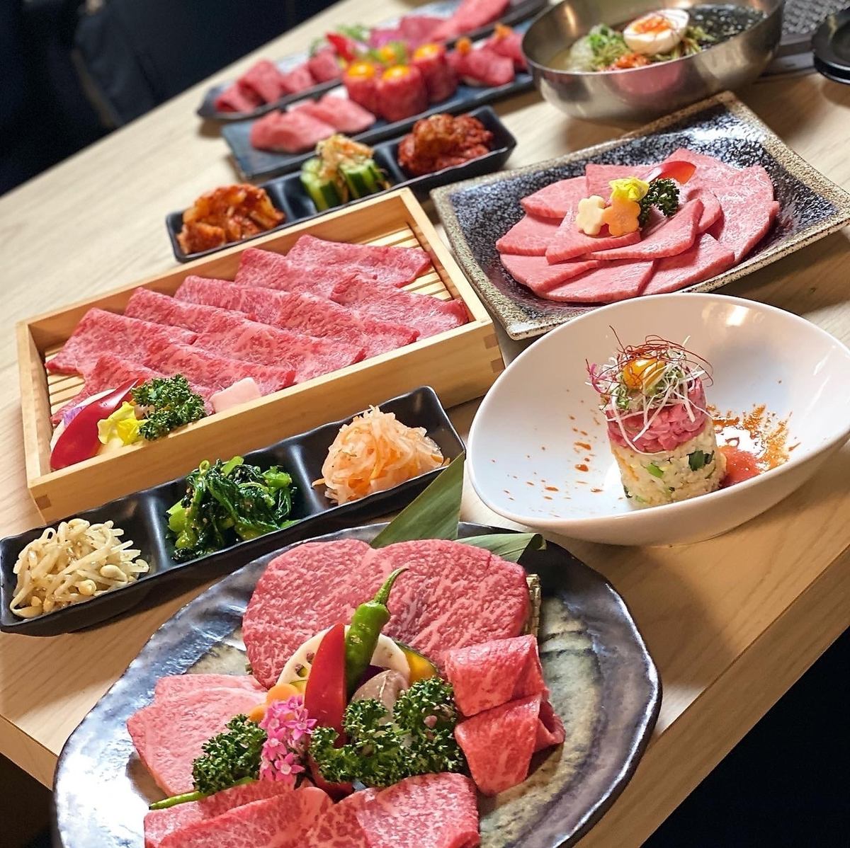 [0 minutes from Umegaoka Station] A yakiniku restaurant where you can eat carefully selected A4 and A5 rank Wagyu beef raw.