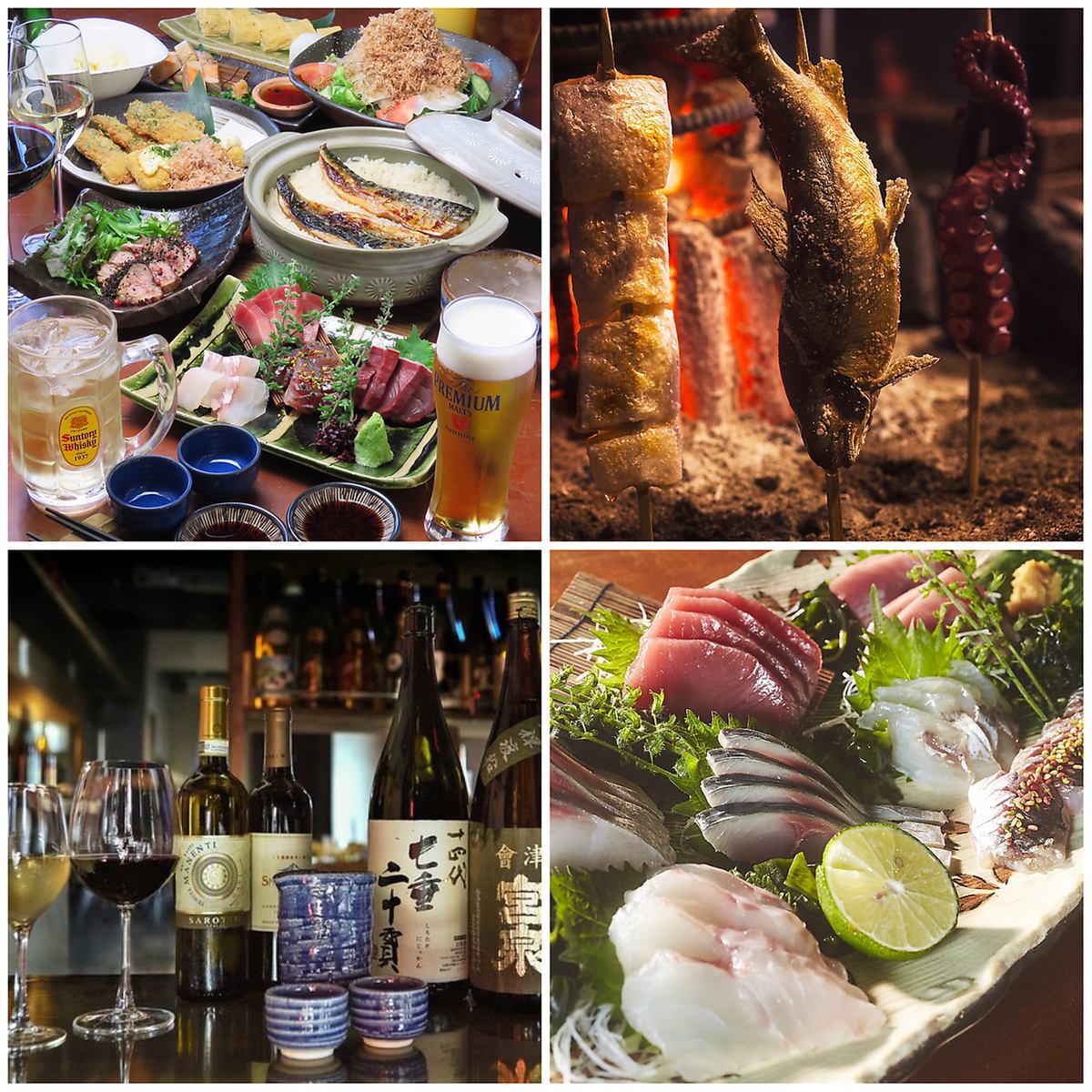 저희 가게 자랑의 생선과 궁합 발군의 와인·일본술을 즐길 수 있습니다!