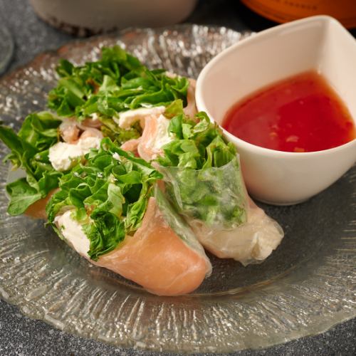 Ham and cheese spring rolls