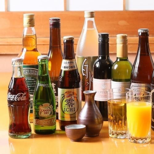 <p>We also offer a 2-hour all-you-can-drink plan (2,420 yen per person)! The all-you-can-drink menu includes bottled beer, shochu, sake, whiskey, non-alcoholic beer, oolong tea, orange juice, Coca-Cola, and ginger ale.</p>