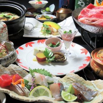 Enjoy Kuroge Wagyu beef suki-nabe and seasonal earthenware pots.11 items including dessert 8,000 yen → 7,000 yen (meal only)