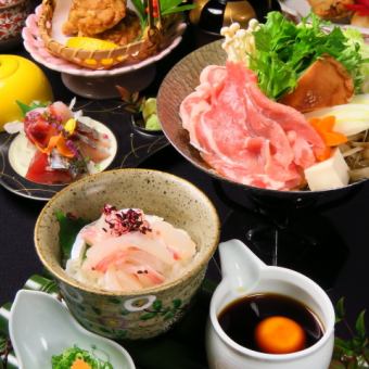 Uwajima sea bream rice, Jakoten, Imabari senzanki, etc. [120 minutes all-you-can-drink] Local cuisine course 10 dishes total 6,000 yen