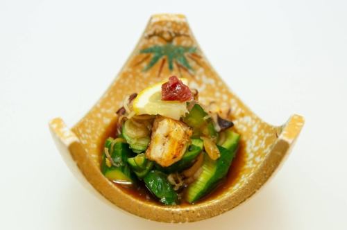 島ダコの炭焼き　みょうがポン酢和え