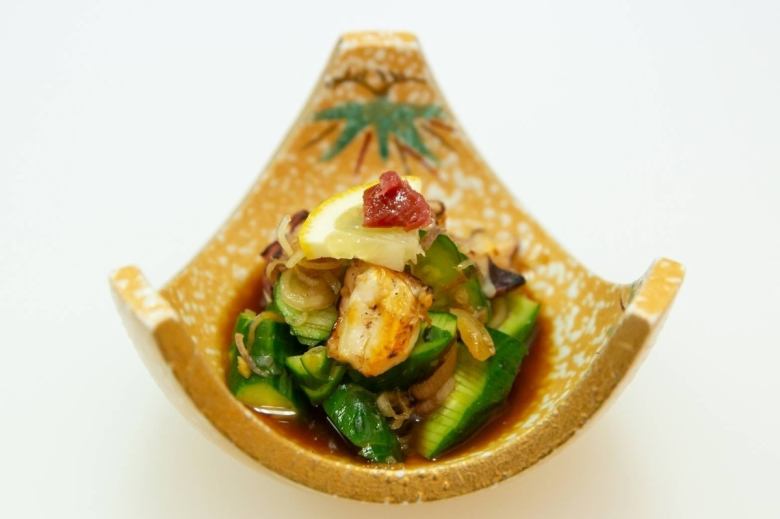 島ダコの炭焼き　みょうがポン酢和え