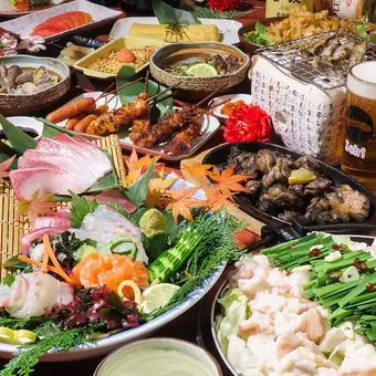 [Grand Year-End and New Year Party Course] Sashimi Platter, Motsunabe (Offal Hot Pot) + 60 Food Items x 100 Drinks ★ 2 Hours for 5500 Yen (Available Every Day)