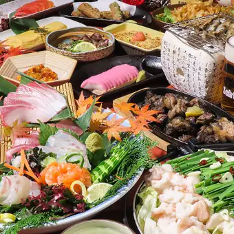[Year-End/New Year Party Course] Sashimi Platter, Motsunabe (Offal Hot Pot) + 50 Food Items x 100 Drinks ★ 2 Hours for 5000 Yen (Available Every Day)
