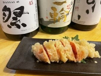 Spicy cod roe tempura