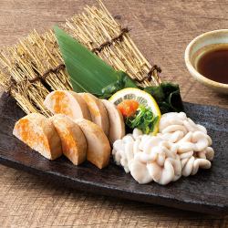 生白子とあん肝の合盛り