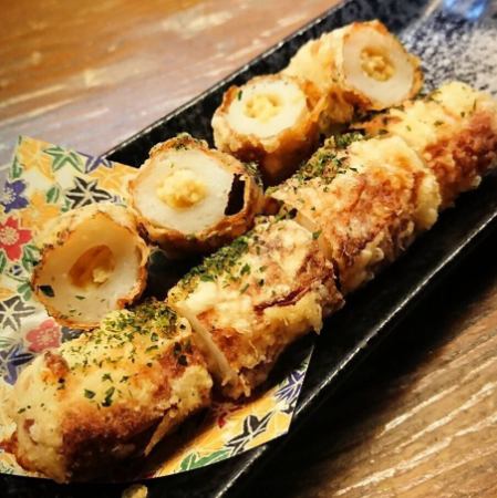 大人気！ちくわ納豆磯部揚げ