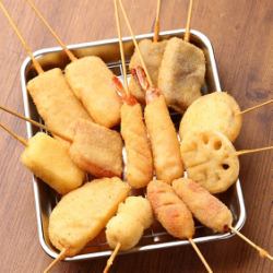 Assortment of 5 kushikatsu skewers