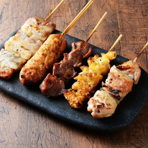 Assorted Yakitori (grilled chicken) platter (5 pieces)