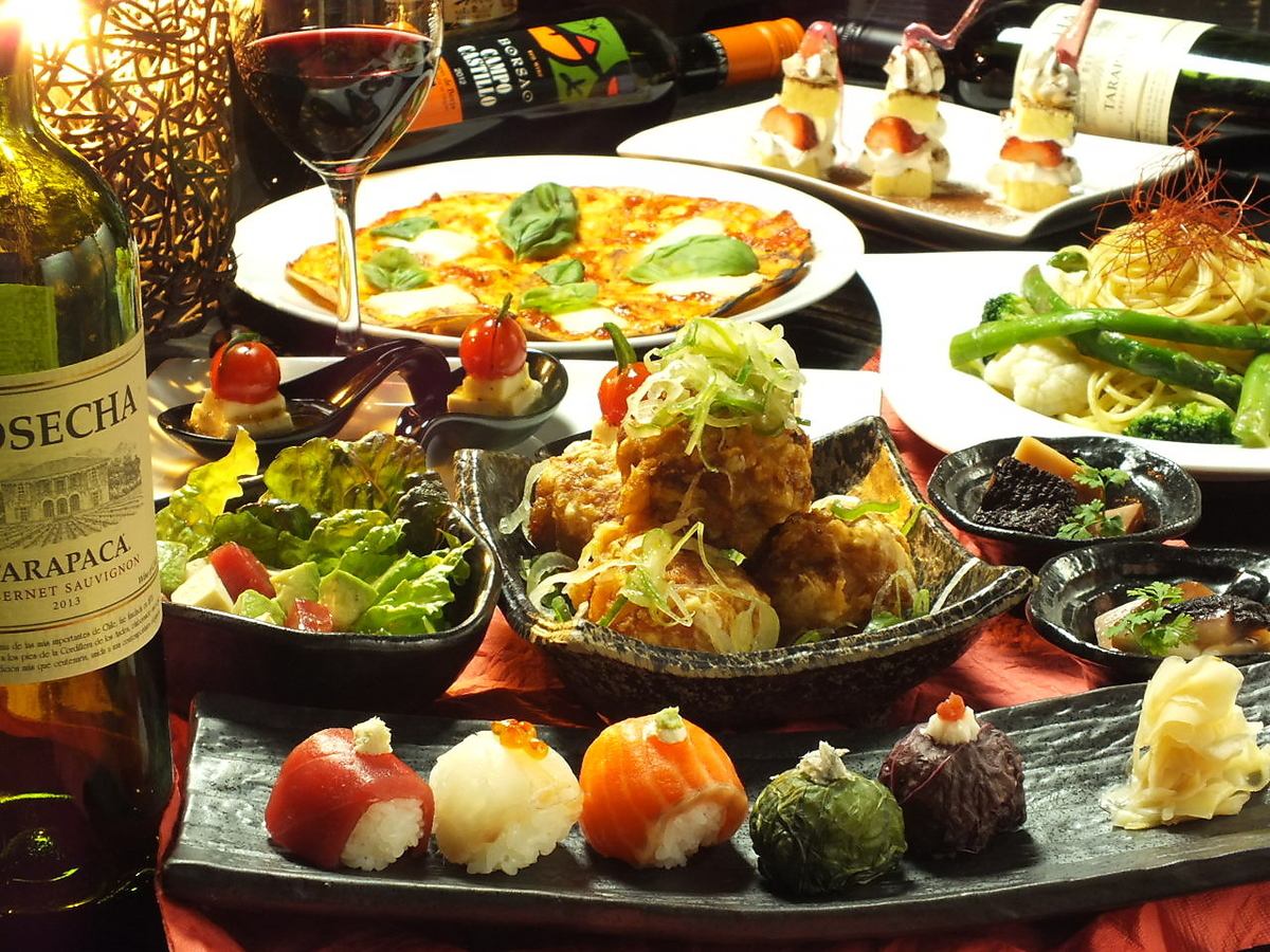 You can enjoy authentic sushi and Italian food presented by a cook who trained at a Japanese restaurant.