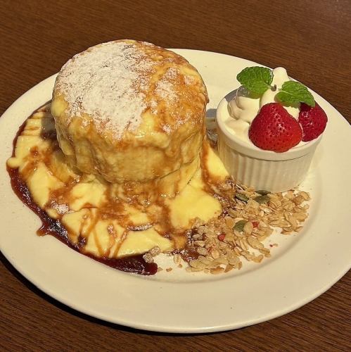 Creamy creme brulee pancakes