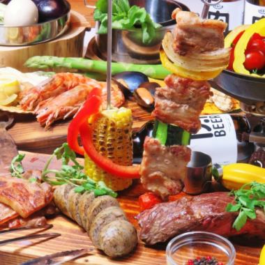 <Local Iiyama BBQ grill course!> 8 dishes with 2.5 hours of all-you-can-drink for 4,500 yen