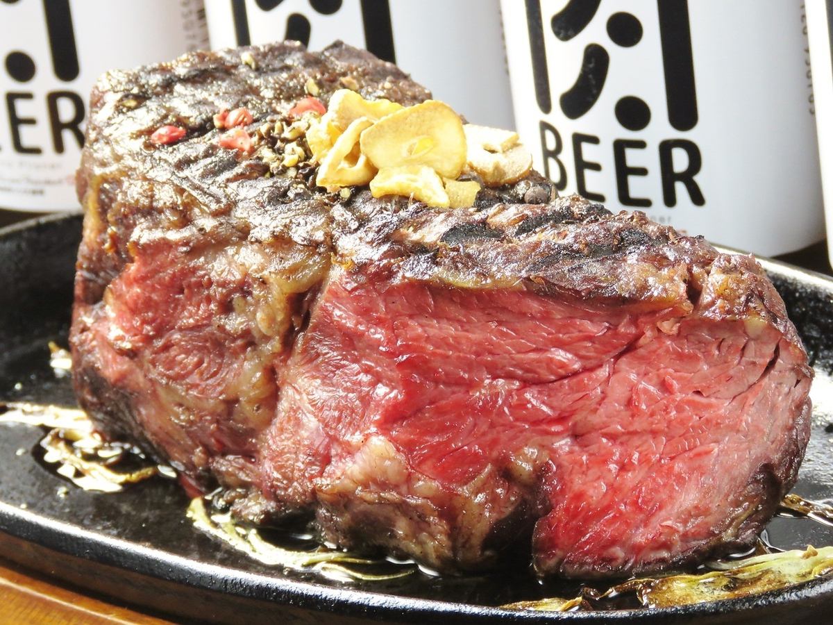 大迫力！赤身肉の1ポンドステーキ付2.5h飲み放コース6000円！