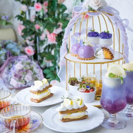 《13:00~》お花とレモンとカシスのアフタヌーンティー(クリームソーダ付)【お1人様5,500円】