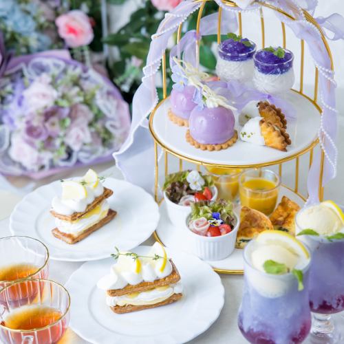 【アフタヌーンティー】お花とレモンとカシスのアフターヌーンティー《クリームソーダ付きver》