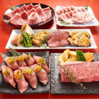 個室で◎福島肉三昧地物コース【馬刺/福島牛/エゴマ豚/伊達鶏全11品】2H飲放題◎6000⇒5,000税込