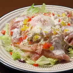 Caesar salad with prosciutto and soft-boiled egg