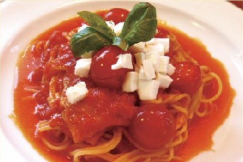 Ripe tomato and cheese good friend pasta