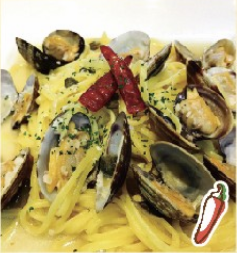 Pasta with plenty of fresh clams