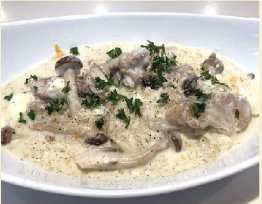 Risotto with Okutanba chicken, mushrooms and 3 kinds of cheese