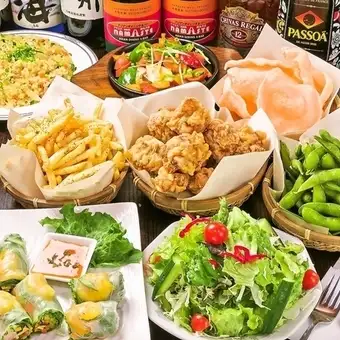 ☆コスパ最高おつまみコース☆【ポテト・唐揚げが食べ放題！生ビール付き☆】2H飲み放題 3500円