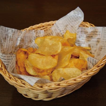 Homemade style potato chips salty